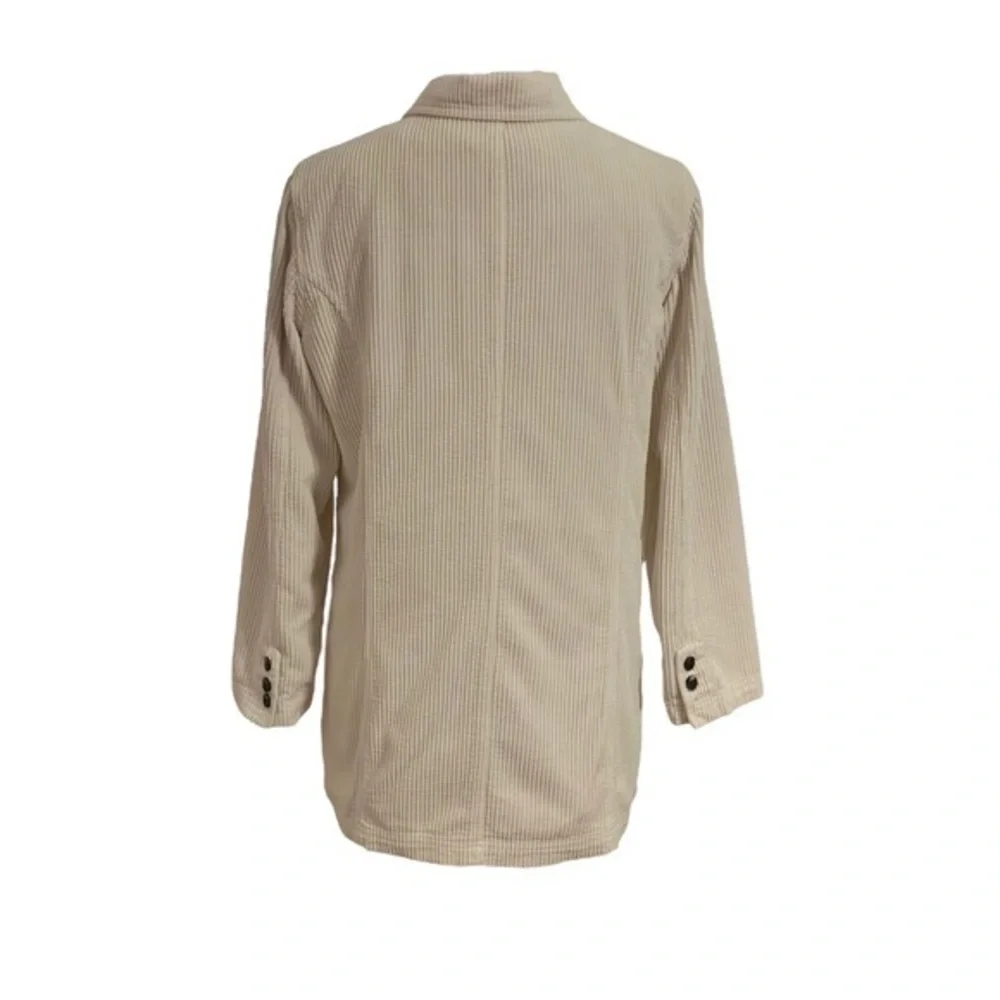 J. Jill Cream Button Up Corduroy Jacket w. Removable Quilted Orange Lining Small - Picture 4 of 14